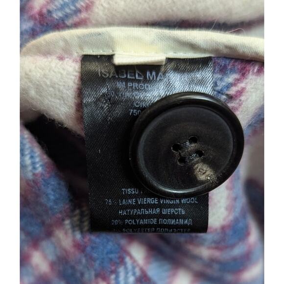 Isabel Marant Étoile Plaid Wool Coat Jacket Blue Red Cream Size 34 XS-S - Picture 5 of 6